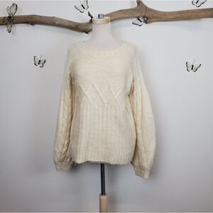 Nasty gal fuzzy cable knit balloon sleeve sweater